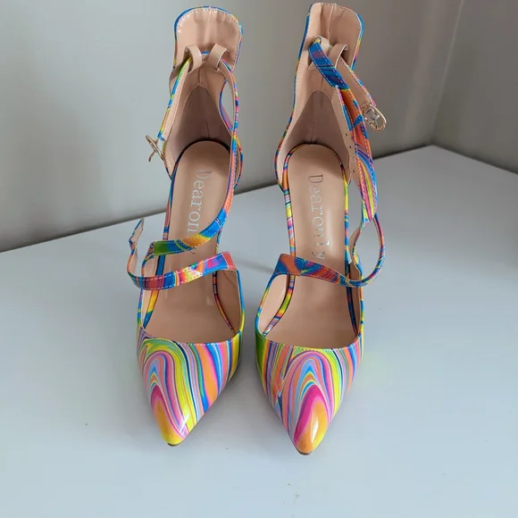 Colorful Strappy Heels by Romy - Picture 2 of 7